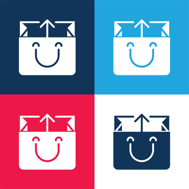 Taška modrá a červená čtyři barvy minimální ikona nastavena - Vektor, obrázek