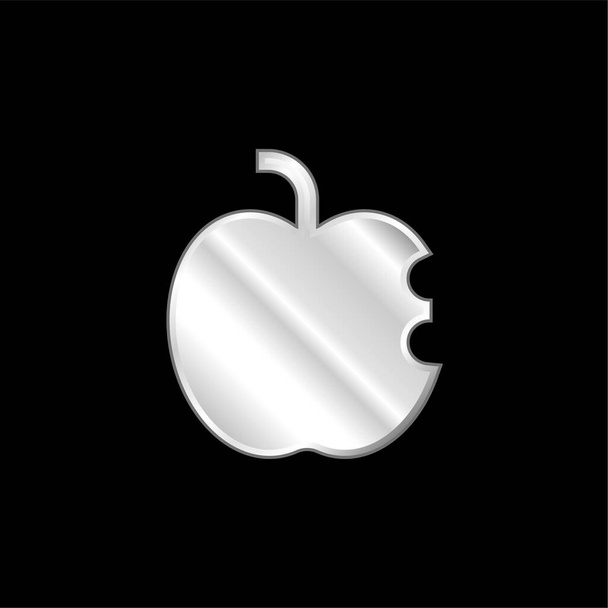 Ícone metálico banhado a prata Apple - Vetor, Imagem