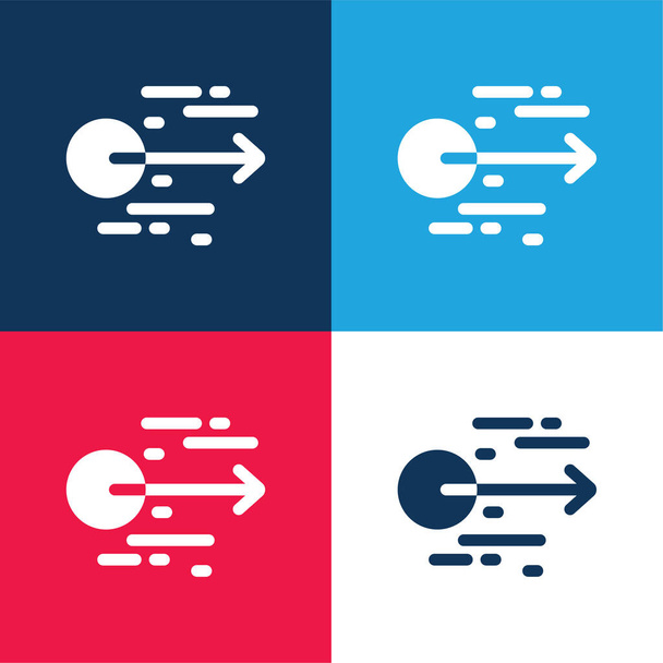Akceleracja niebieski i czerwony zestaw czterech kolorów minimalny zestaw ikon - Wektor, obraz