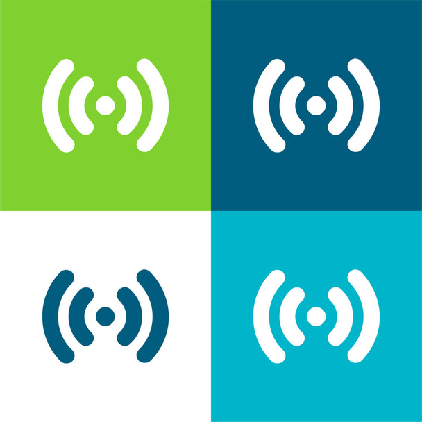 Antena de señal plana de cuatro colores mínimo icono conjunto - Vector, Imagen