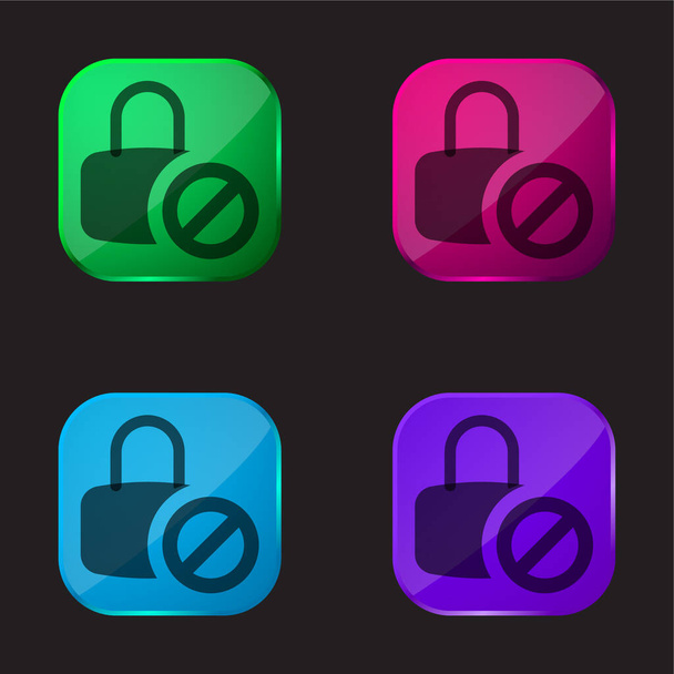 Blocked four color glass button icon - Vector, Image