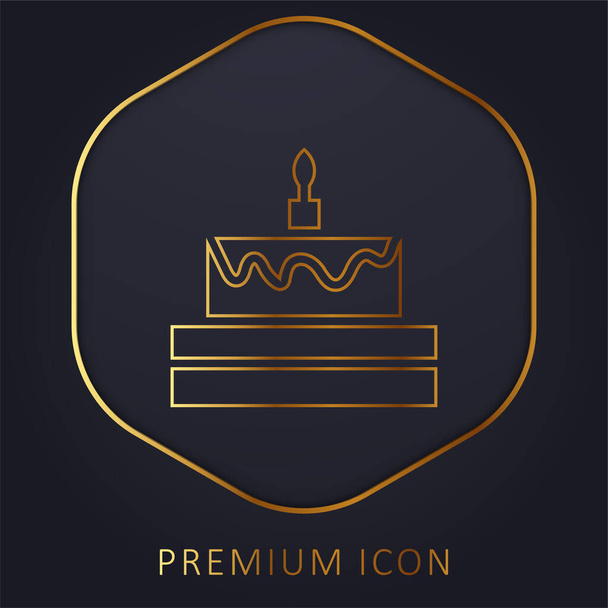 Birthday Cake línea de oro logotipo premium o icono - Vector, Imagen