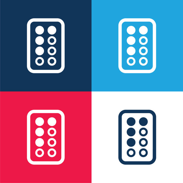 Antibiótico azul e vermelho quatro cores conjunto de ícones mínimos - Vetor, Imagem