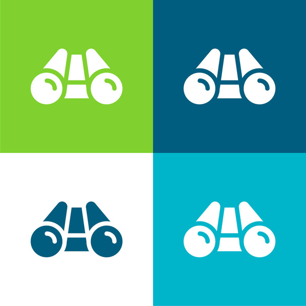 Jumelles Ensemble d'icônes minimal plat à quatre couleurs - Vecteur, image