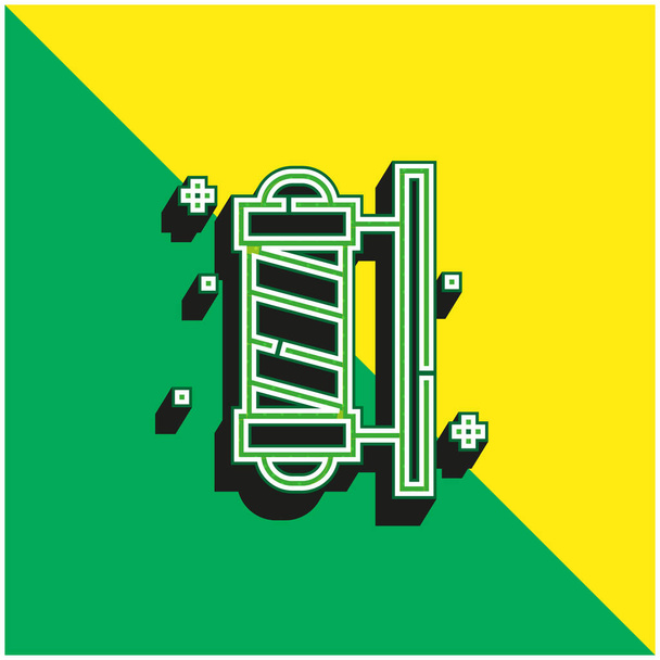 Barber Pole Zöld és sárga modern 3D vektor ikon logó - Vektor, kép