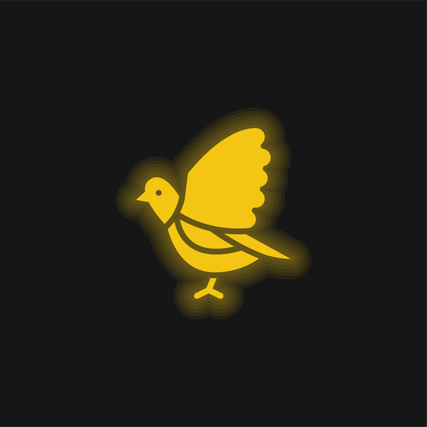 Lintu keltainen hehkuva neon kuvake - Vektori, kuva