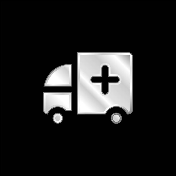 Ambulance postříbřená kovová ikona - Vektor, obrázek
