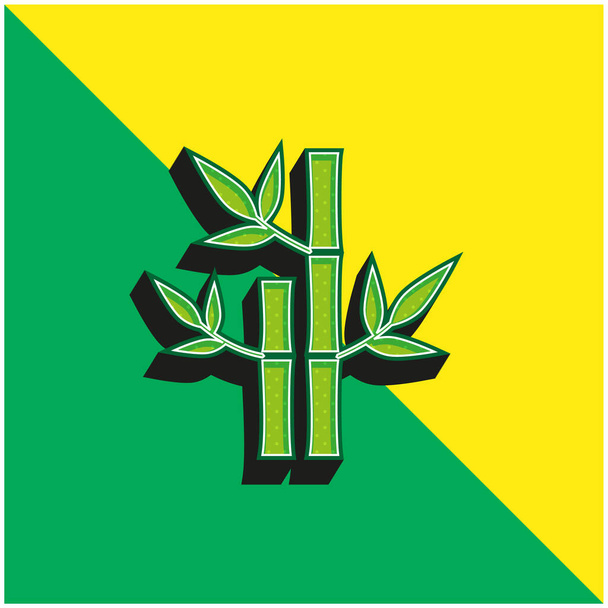 Μπαμπού Φυτά του Spa Πράσινο και κίτρινο σύγχρονο 3d διάνυσμα εικονίδιο λογότυπο - Διάνυσμα, εικόνα