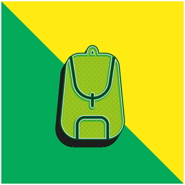 Mochila verde y amarillo moderno vector 3d icono logotipo - Vector, Imagen