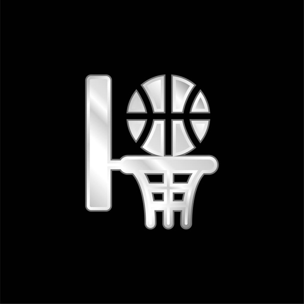 Metalowa ikona koszykówki posrebrzana - Wektor, obraz