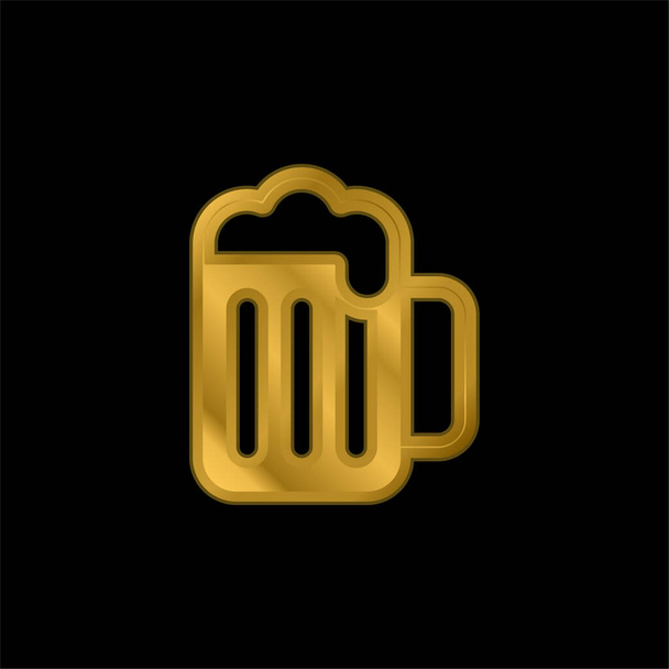 Piwo złocone metaliczna ikona lub wektor logo - Wektor, obraz