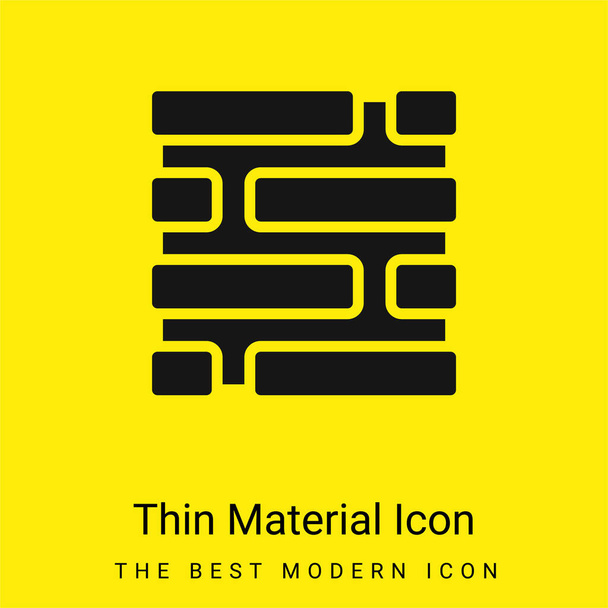 Brickwall minimális fényes sárga anyag ikon - Vektor, kép