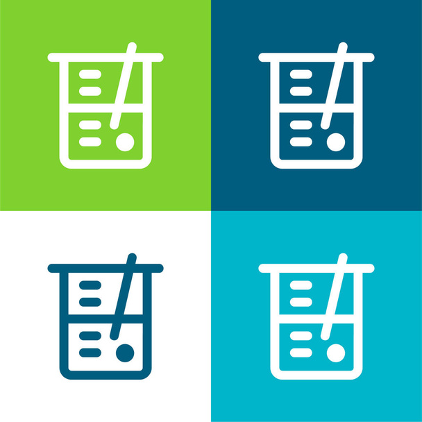 Set di icone minimali a quattro colori Beaker Flat - Vettoriali, immagini