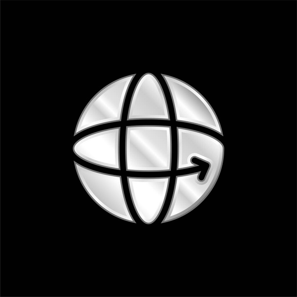 ícone metálico banhado a prata 360 - Vetor, Imagem
