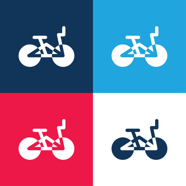 Bmx azul y rojo conjunto de iconos mínimo de cuatro colores - Vector, Imagen