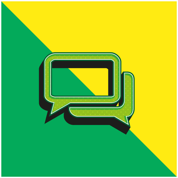 Burbujas de chat en blanco y negro verde y amarillo moderno logotipo icono de vector 3d - Vector, imagen
