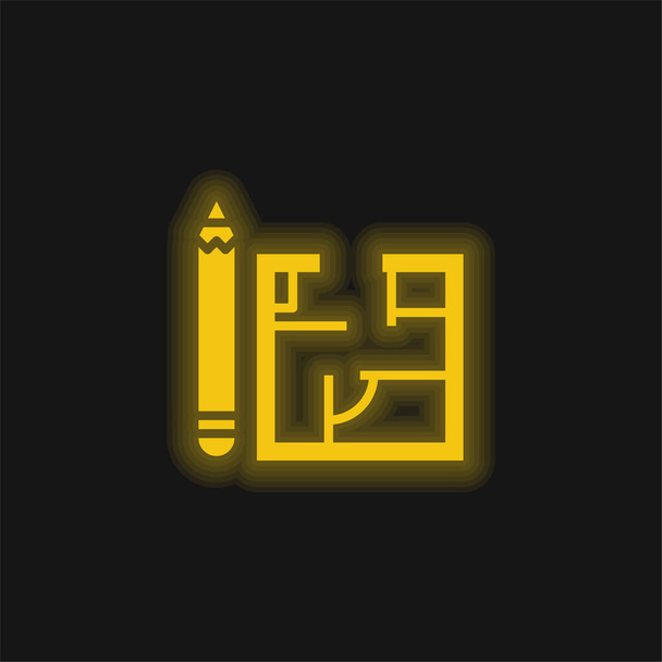 Ikona žlutého zářícího neonu architektury - Vektor, obrázek