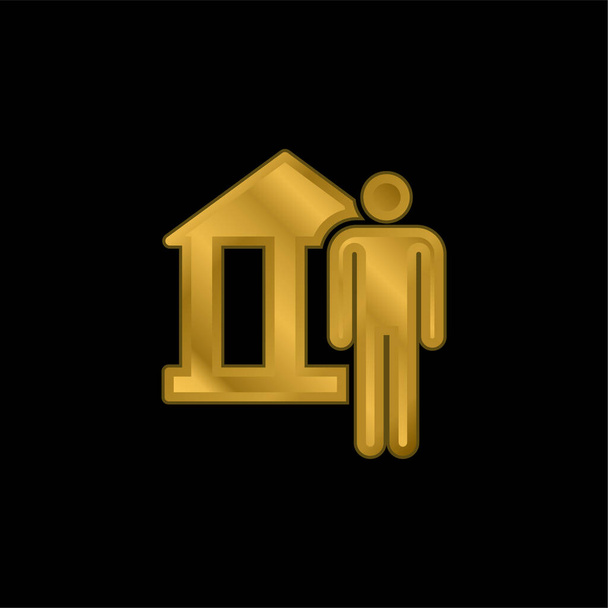 Архітектор золотий металевий значок або вектор логотипу
 - Вектор, зображення
