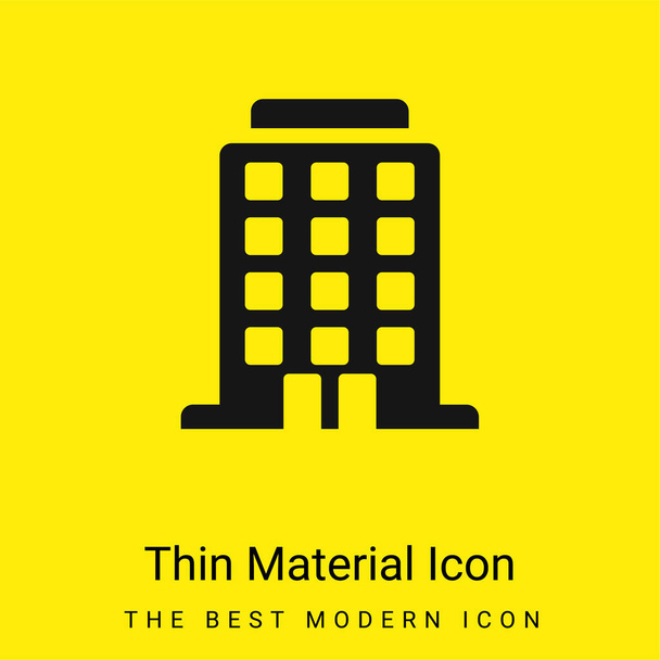 Grand bâtiment minimal icône de matériau jaune vif - Vecteur, image