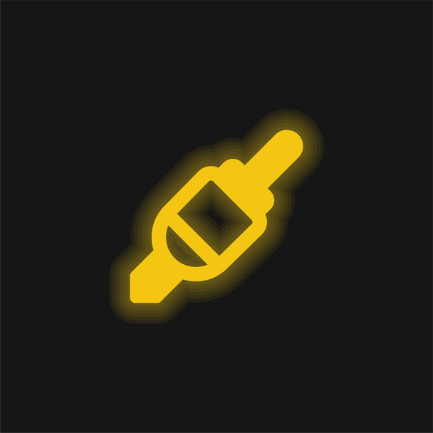 Audio Jack amarelo brilhante ícone de néon - Vetor, Imagem