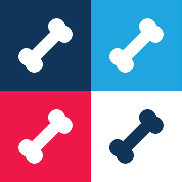 Knochen blau und rot vier Farben minimales Symbol-Set - Vektor, Bild
