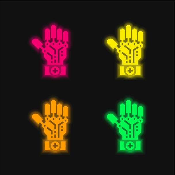 Artificial Intelligence four color glowing neon vector icon - Vector, Image