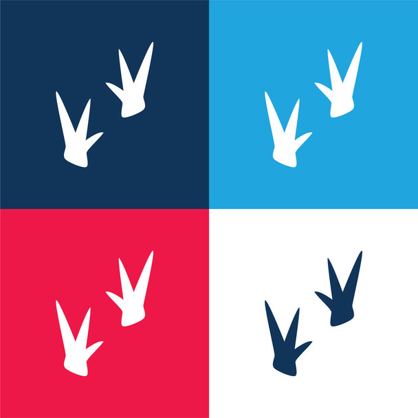 Πουλιά μπλε και κόκκινο τέσσερα χρώμα ελάχιστη σύνολο εικονιδίων - Διάνυσμα, εικόνα
