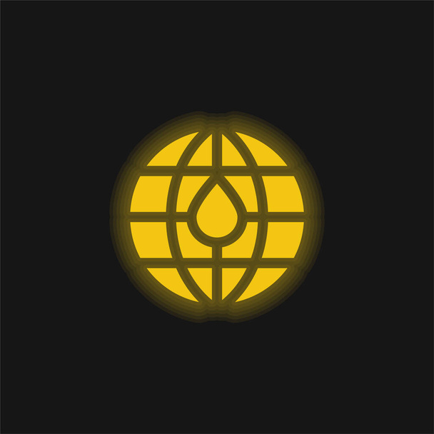 Blood Donation yellow glowing neon icon - Vector, Image
