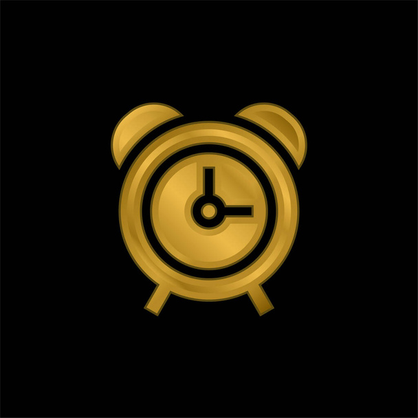Reloj despertador chapado en oro icono metálico o logo vector - Vector, imagen