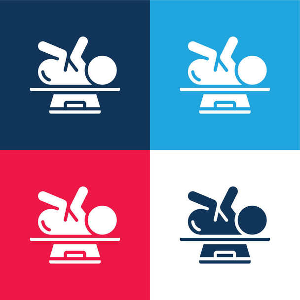 Ensemble d'icônes minime bébé bleu et rouge à quatre couleurs - Vecteur, image