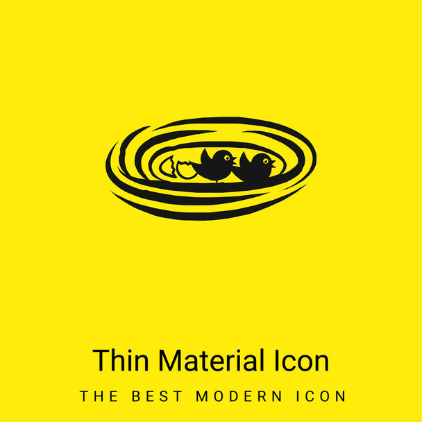 Birds In Nest minimal bright yellow material icon - Vector, Image