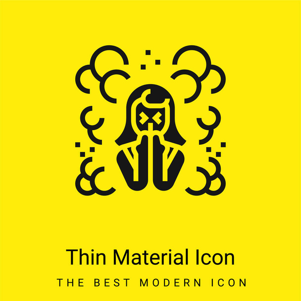 Contaminación del aire mínimo icono de material amarillo brillante - Vector, Imagen