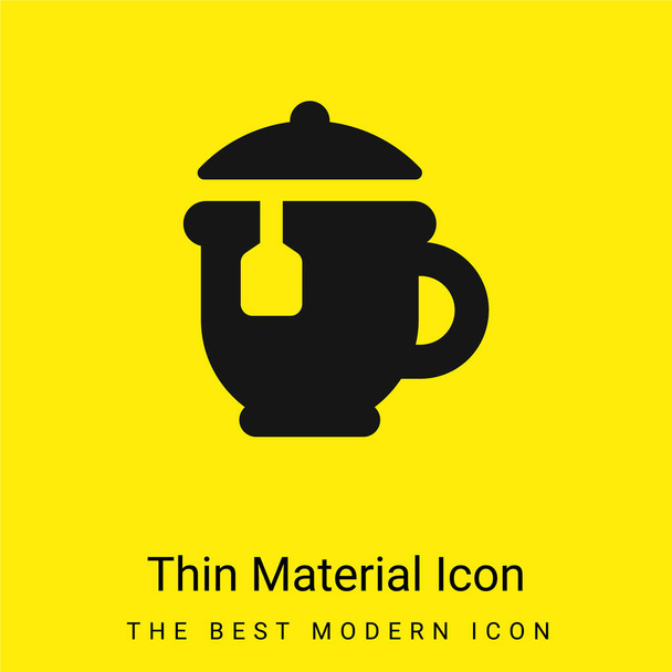 Big Tea Pot minimalna jasnożółta ikona materiału - Wektor, obraz
