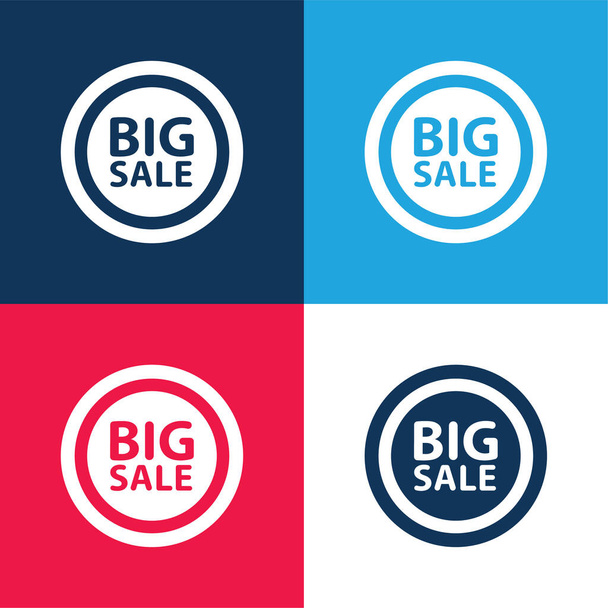 Big Sale jelvény kék és piros négy szín minimális ikon készlet - Vektor, kép