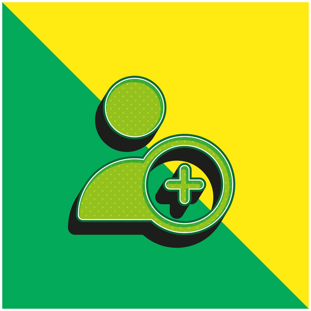 Ajoutez le logo moderne vert et jaune d'icône de vecteur 3d - Vecteur, image