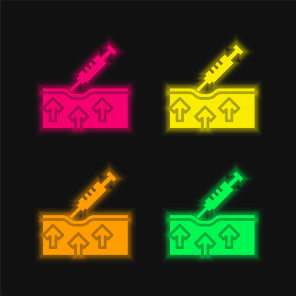 Botox négy színű izzó neon vektor ikon - Vektor, kép