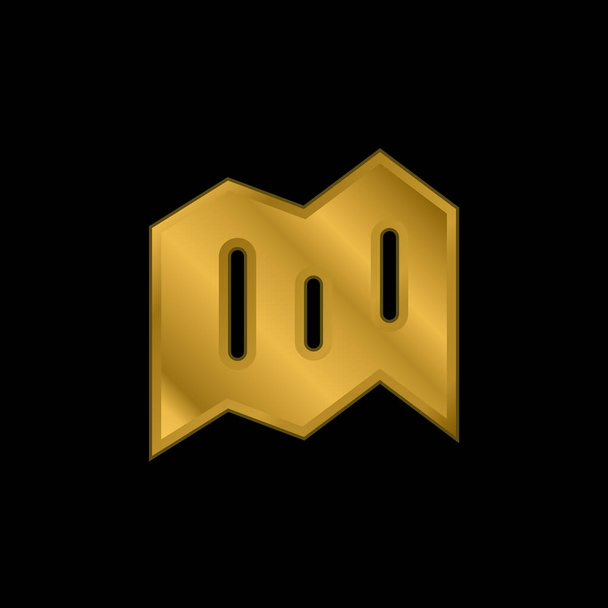 Чорна карта Складений паперовий символ Золотий металевий значок або вектор логотипу
 - Вектор, зображення