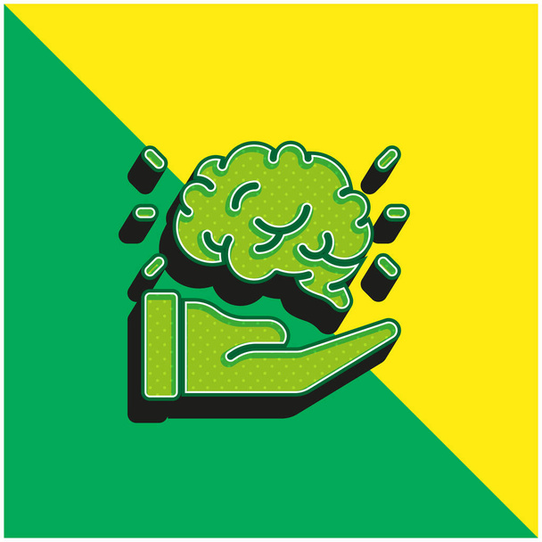 Agy Zöld és sárga modern 3D vektor ikon logó - Vektor, kép