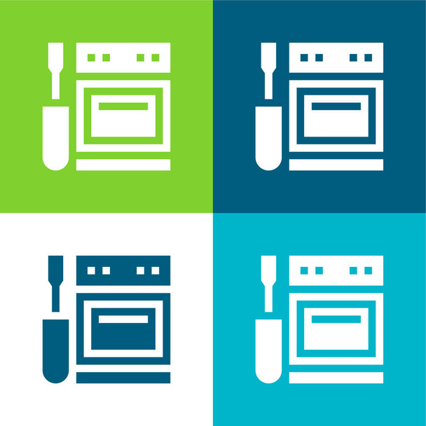 Appliance Conjunto de ícones mínimos de quatro cores plano - Vetor, Imagem