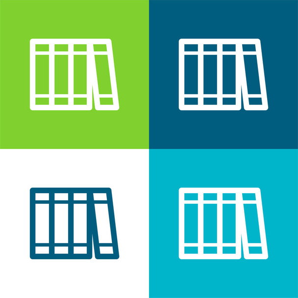 Libros Piso de cuatro colores mínimo icono conjunto - Vector, Imagen