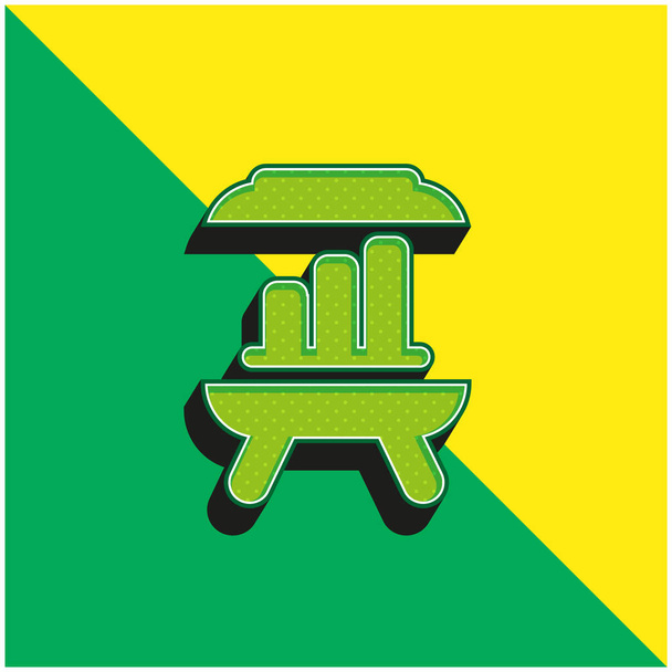 pizarra con una carta verde y amarillo moderno logotipo del icono del vector 3d - Vector, Imagen