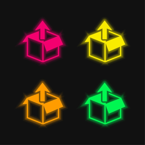 Doboz Get Out négy színű izzó neon vektor ikon - Vektor, kép
