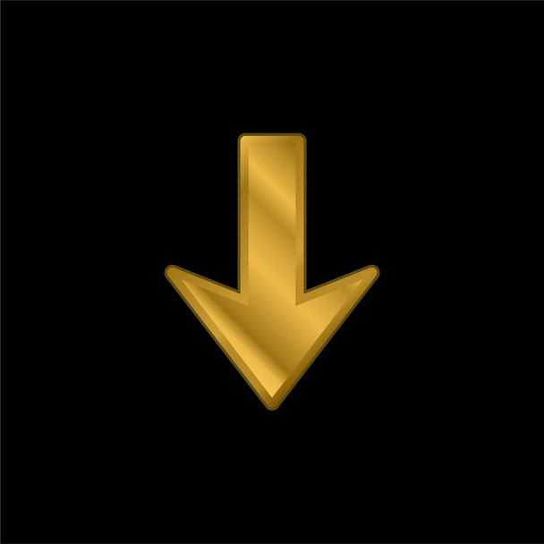 Arrow Down gold plated metalic icon or logo vector - Vector, Image