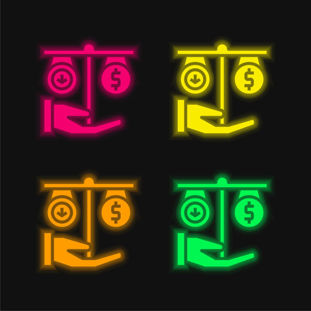 Balance quatre couleurs brillant icône vectorielle néon - Vecteur, image