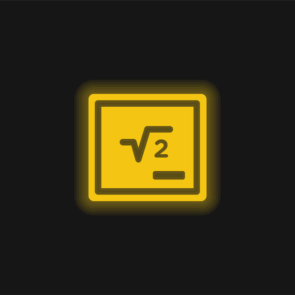 Blackboard με μαθηματικό σύμβολο κίτρινο λαμπερό νέον εικονίδιο - Διάνυσμα, εικόνα