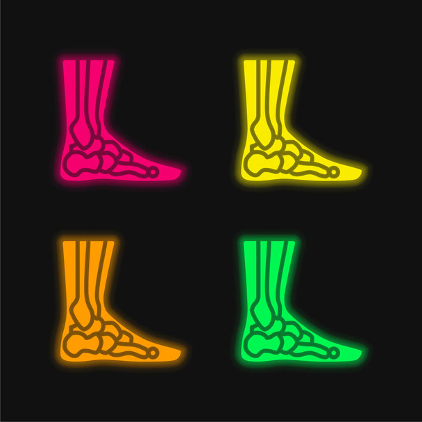 Cheville quatre couleurs rougeoyantes icône vectorielle néon - Vecteur, image