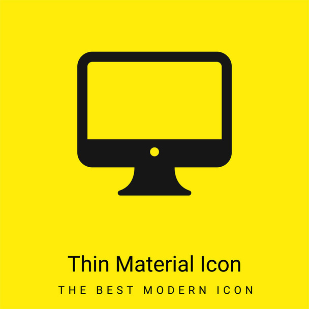 Big Computer Monitor icono de material amarillo brillante mínimo - Vector, Imagen