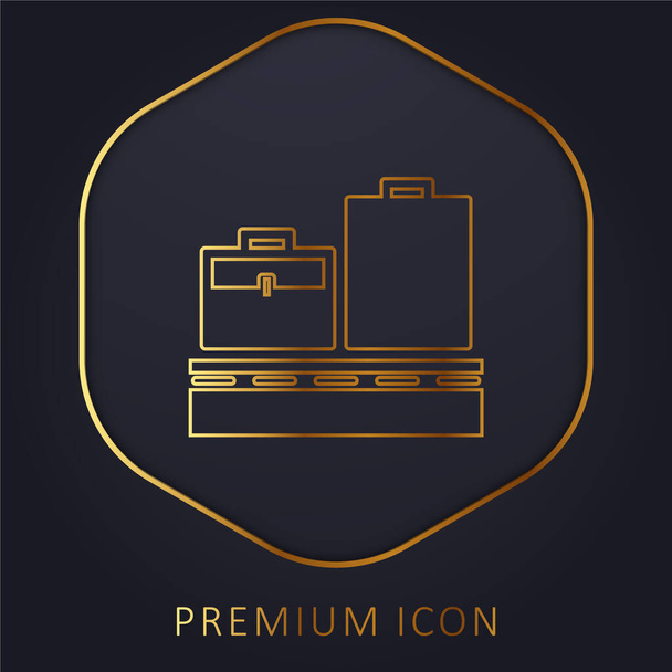 Baggage On Conveyor Band Gold Line prémiové logo nebo ikona - Vektor, obrázek