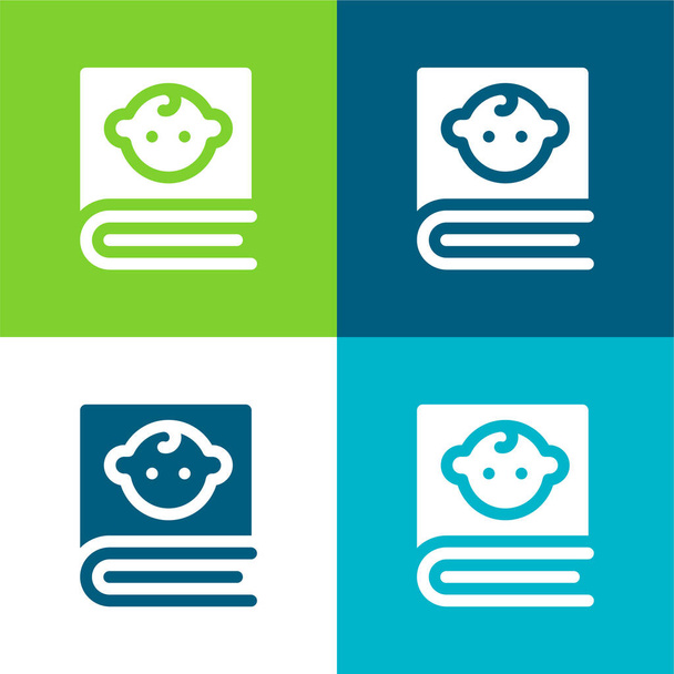 Prenota Set di icone minime a quattro colori Flat - Vettoriali, immagini
