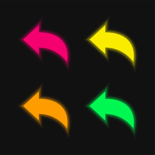 Voltar ícone de vetor de néon brilhante de quatro cores - Vetor, Imagem